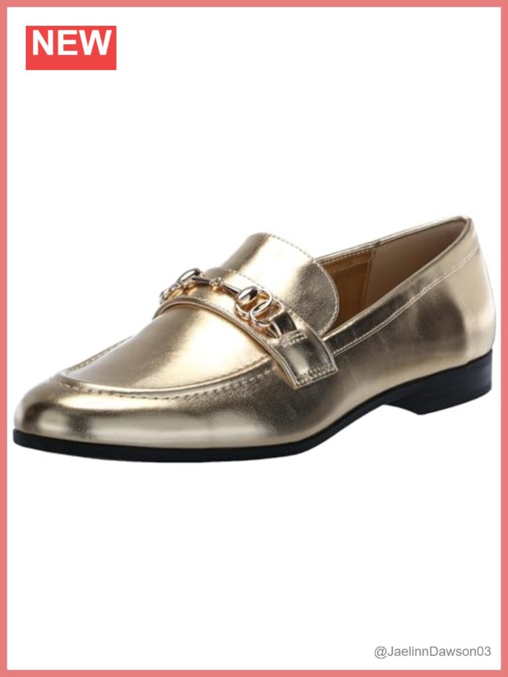 Gold Faux Leather Chain Loafer Slip-On | Cushioned Flexible